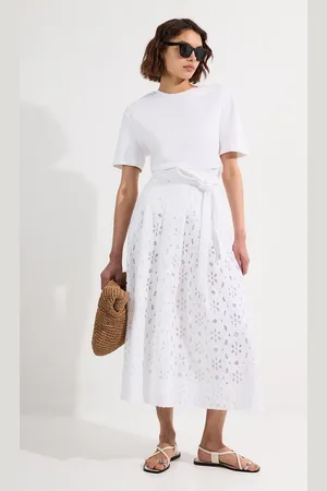 Karen Millen Cotton Broderie Woven Maxi Skirt