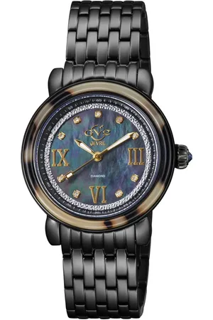 GV2 by Gevril Marsala Tortoise Mother Of Pearl Dial IP Bracelet Swiss Quartz Watch