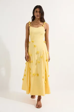Karen Millen Cotton Applique Strappy Woven Maxi Dress