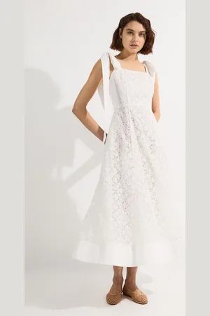 Karen Millen Cutwork Embroidery Woven Midi Prom Dress