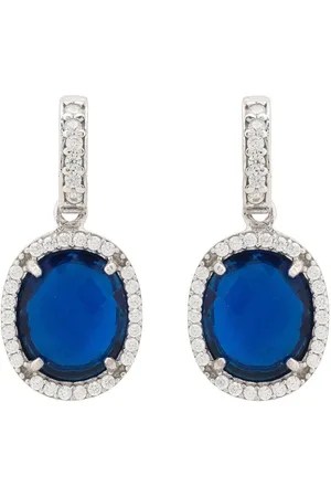 Latelita Beatrice Oval Gemstone Drop Earrings Silver Sapphire Hydro