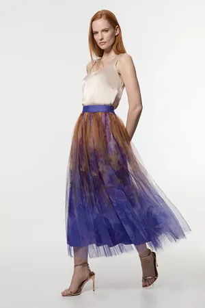 Karen Millen Floral Tulle Woven Maxi Skirt
