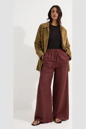 Karen Millen Viscose Linen Tie Waist Woven Trouser