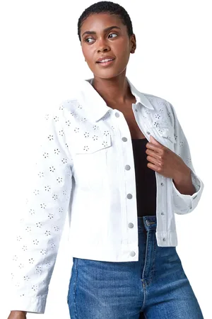 Roman Cotton Blend Broderie Sleeve Jacket
