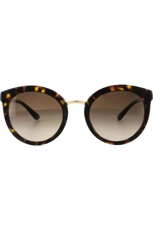Dolce & Gabbana Round Dark Havana Gradient Sunglasses
