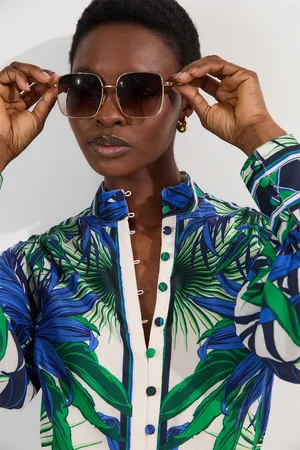 Karen Millen Voile Mirrored Floral Woven Blouse