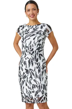 Roman Leaf Print Stretch Bodycon Lace Dress
