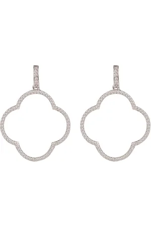 Latelita Open Clover Large Drop Earrings Cz Silver