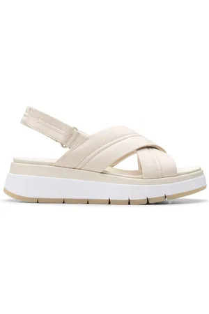 Clarks Tuscan Cross Cream Leather Wedges