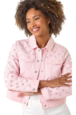 Roman Cotton Blend Broderie Sleeve Jacket