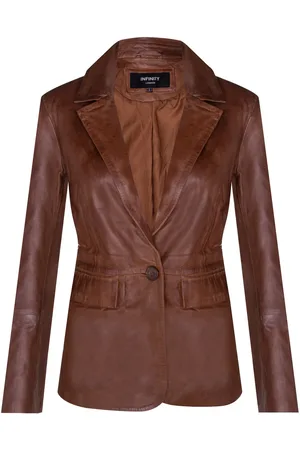 Infinity One Button Leather Blazer Jacket-Newhaven