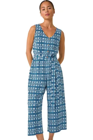 Roman Petite Buttoned Cropped Jumpsuit