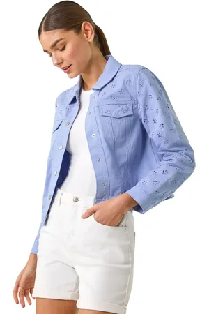 Roman Cotton Blend Broderie Sleeve Jacket