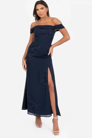 Maya Deluxe Embroidered Bardot Maxi Dress