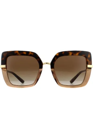 Dolce & Gabbana Square Top Havana on Transparent Gradient Sunglasses