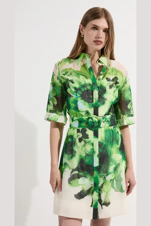 Karen Millen Tall Floral Organdie Woven Belted Mini Dress