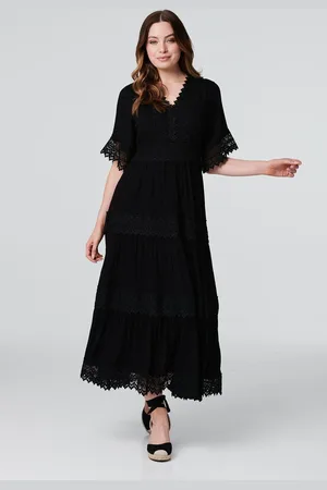 Izabel London Short Sleeve Crochet Maxi Dress