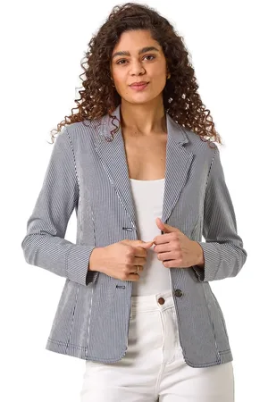 Roman Stripe Bengaline Stretch Blazer