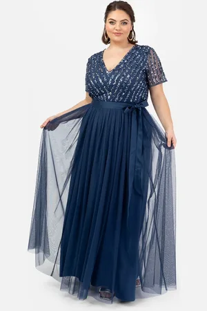 Maya Deluxe Belted Stripe Embellished Maxi Dress