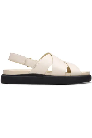 Clarks Aristella Sun Cream Leather Flat Sandals