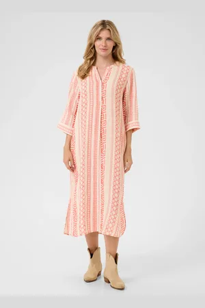 Cream Ethnic Geo Tea Print Bellis Dress Geometric