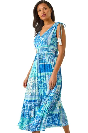 Roman Patchwork Shimmer Maxi Dress