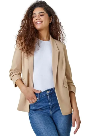 Roman Ruched Sleeve Stretch Blazer