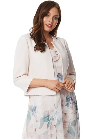 Roman Cropped Bolero Tailored Jaquard Jacket Wedding Shrug Fitted Blazer