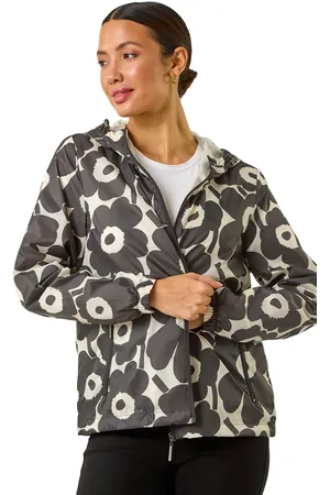 Roman Floral Print Rain Jacket