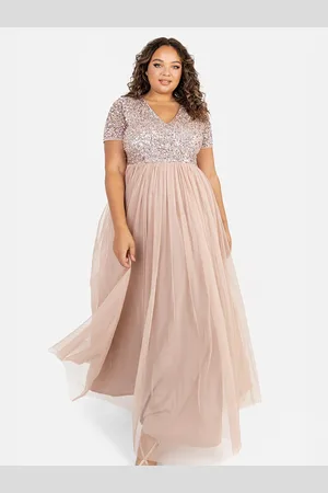 Maya Deluxe Short Sleeve V Neck Embellished Maxi Dress