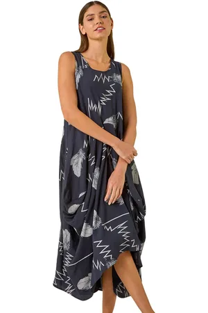 Roman Abstract Bubble Hem Midi Dress