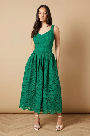 Oasis Embroidered Broderie Midi Dress