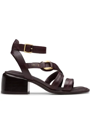 Clarks Morwyn Strap Wine Leather Strappy Sandals