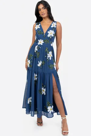 Maya Deluxe Floral Embellished V Neck Midaxi Dress