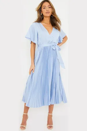 In The Style Pleated Wrap Midi Dress