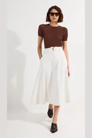 Karen Millen Denim High Waist Full Midi Skirt