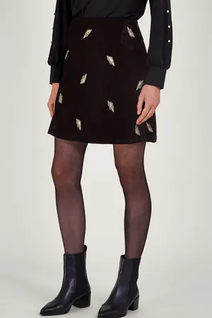 Monsoon Faye Embellished Velvet Skirt