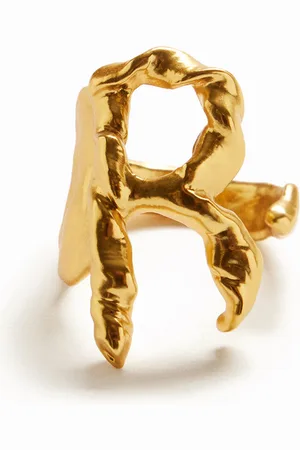 Desigual Zalio gold plated letter R ring - - L