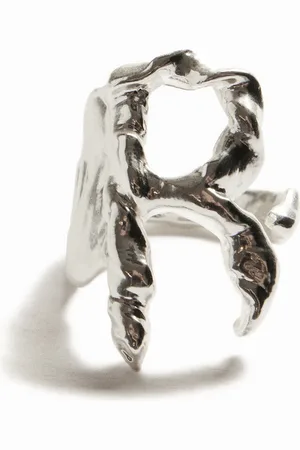 Desigual Zalio silver plated letter R ring - - L
