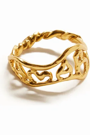 Desigual Zalio gold plated message ring - - L