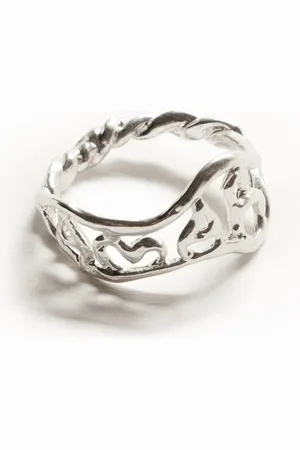Desigual Zalio silver plated message ring - - L