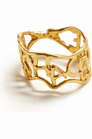 Desigual Zalio gold plated message ring - - L