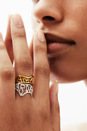 Desigual Zalio silver plated message ring - - L