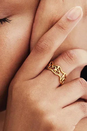 Desigual Zalio gold plated message ring - - L