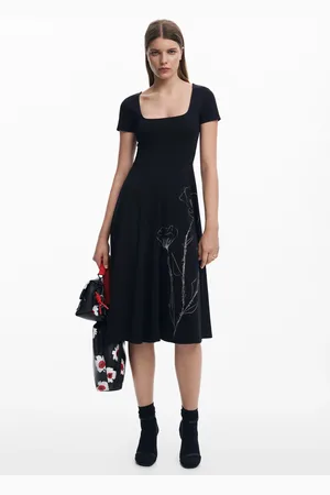 Desigual Low-cut midi dress - - XXL