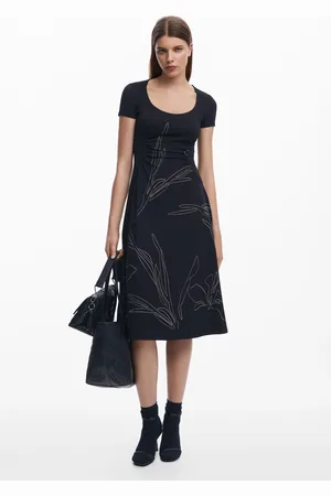 Desigual Midi dress with floral silhouettes - - L