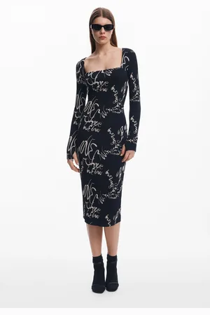 Desigual Square neckline dress Lettering - - L