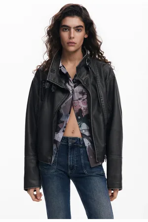 Desigual Oversized leather-effect biker jacket - - L