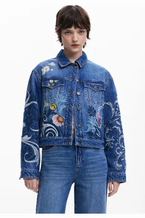 Desigual Embroidered denim jacket - - XL