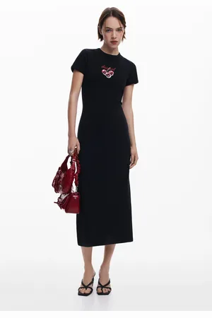 Desigual Ribbed midi dress cherries - - M